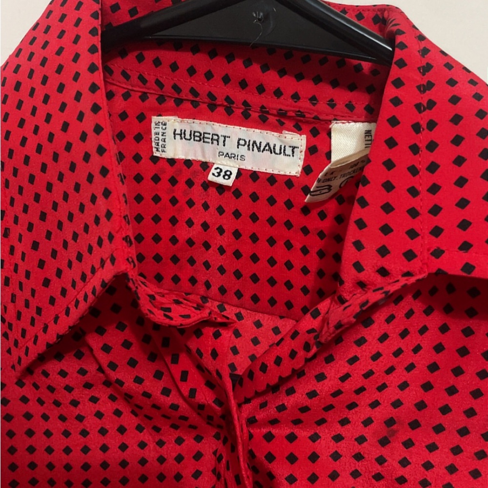 Red Button-Up Blouse - Picture 2 of 7